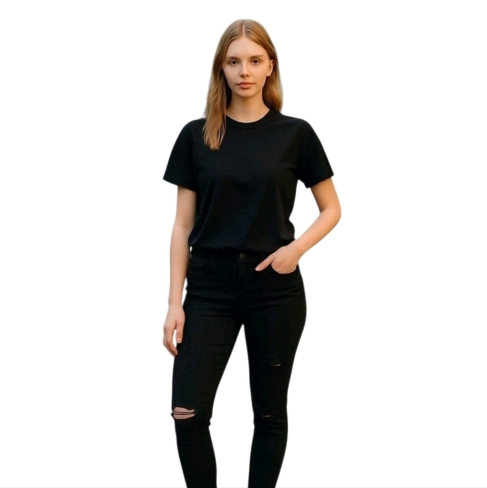 Ymi Black Distressed Stretch High Rise Skinny Denim Jeans Size Medium W26 x 29.5